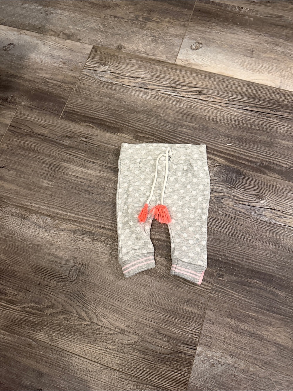 Noppies Baby Gray Heart Knit Jogger Pants with White Hearts